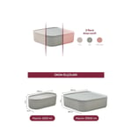 Vienev 3'lü Elastik Bantlı İstiflenebilir Pratik Saklama Kabı Seti 2x 1100 Ml 1x 2600 Ml Gri