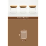 Vienev 3'lü Set Bambu Kapaklı Cam Kavanoz 230 Ml - Erzak Düzenleyici Saklama Kabı (6,5x8cm)