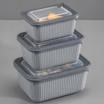 Vienev 3'lü Vip Dikdörtgen Mikrodalga Ve Difrize Uygun Saklama Kabı Seti Gri 1x(1750,1050,600 Ml)