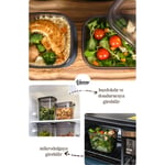 Vienev 4'lü 1,3 Litre Contalı Dikdörtgen Saklama Kabı Seti Serigrafi Etiketli