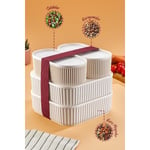 Vienev 4'lü Elastik Bantlı İstiflenebilir Pratik Saklama Kabı Seti 2x(1100 Ml) 2x(2600 Ml) Bej