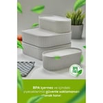 Vienev 4'lü Elastik Bantlı İstiflenebilir Pratik Saklama Kabı Seti 2x 1100 Ml 2x 2600 Ml Gri