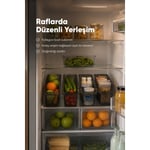 Vienev 4'lü Şeffaf Antrasit Buzdolabı Düzenleyici Dolap İçi Düzenleme Organizer Seti