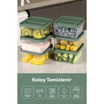 Vienev 6'lı 350 Ml Buzdolabı Dondurucu Organizer Mikrodalga Ve Difrize Uygun Saklama Kabı Yeşil