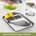 Vienev Çok Amaçlı Su Süzgeçli Kurutma Tepsisi | Sebze, Balık Ve Bulaşık İçin Pratik Kullanım Gri