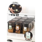 Vienev Renkli Etiketli 9lu Set Peggy Dikdörtgen Saklama Kabı 2 Litre Antrasit