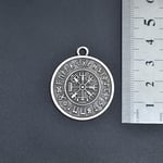 Viking Pusulası Vegvisir Deri ip Kolye - Gümüş Kaplama - Kadın Erkek Kolye - No:791