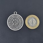 Viking Pusulası Vegvisir Deri ip Kolye - Gümüş Kaplama - Kadın Erkek Kolye - No:791