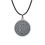 Viking Pusulası Vegvisir Deri ip Kolye - Gümüş Kaplama - Kadın Erkek Kolye - No:791