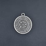 Viking Pusulası Vegvisir Deri ip Kolye - Gümüş Kaplama - Kadın Erkek Kolye - No:791