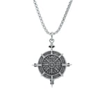 Viking Vegvisir Pusula Örme Zincir Kolye - Gümüş Kaplama - Erkek Kadın Kolye - No:1455