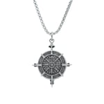 Viking Vegvisir Pusula Örme Zincir Kolye - Gümüş Kaplama - Erkek Kadın Kolye - No:1455