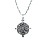 Viking Vegvisir Pusula Örme Zincir Kolye - Gümüş Kaplama - Erkek Kadın Kolye - No:1455