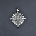 Viking Vegvisir Pusula Örme Zincir Kolye - Gümüş Kaplama - Erkek Kadın Kolye - No:1455