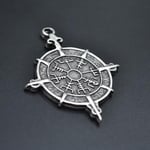 Viking Vegvisir Pusula Örme Zincir Kolye - Gümüş Kaplama - Erkek Kadın Kolye - No:1455