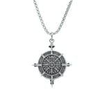 Viking Vegvisir Pusula Örme Zincir Kolye - Gümüş Kaplama - Erkek Kadın Kolye - No:1455