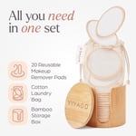 VIVAGO Tekrar Kullanılabilir Makyaj Temizleyici Pedler - (20'li Paket) Yıkanabilir İpli Çamaşır Torbası ve Bambu Tutucu ile Yüz için Yumuşak Tekrar Kullanılabilir Pamuk Yuvarlaklar - Tüm Cilt Tipi Cil