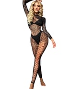 Vivaldy Siyah Leopar Desen Sırt Dekolteli Tasarım Vücut Çorabı-4150 Siyah Standart