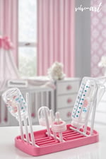 Vivart Taşınabilir Çok Amaçlı Biberon Emzik Kurutucu Kurutmalık Bebek Çocuk Sağlığı Bulaşıklık Kurutma Pembe 25 x 30