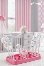 Vivart Taşınabilir Çok Amaçlı Biberon Emzik Kurutucu Kurutmalık Bebek Çocuk Sağlığı Bulaşıklık Kurutma Pembe 25 x 30