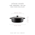Voeux Kitchenware Amusant Sığ Döküm Tencere 24 Cm