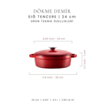 Voeux Kitchenware Amusant Sığ Döküm Tencere 24 Cm