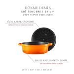 Voeux Kitchenware Amusant Sığ Döküm Tencere 24 Cm