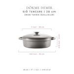 Voeux Kitchenware Amusant Sığ Döküm Tencere 24 Cm