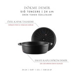 Voeux Kitchenware Amusant Sığ Döküm Tencere 24 Cm