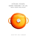 Voeux Kitchenware Amusant Turuncu Derin Döküm Tencere 28 Cm