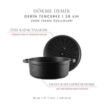 Voeux Kitchenware Elegance Siyah Derin Döküm Tencere 28 Cm