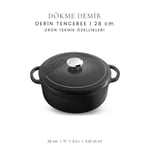 Voeux Kitchenware Elegance Siyah Derin Döküm Tencere 28 Cm