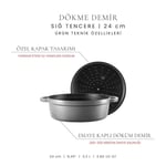 Voeux Kitchenware Gracieuse Gri Sığ Döküm Tencere 24 Cm