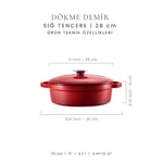 Voeux Kitchenware L'amour Kırmızı Sığ Döküm Tencere 28 Cm