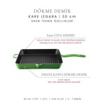Voeux Kitchenware Profond Döküm Kare Izgara Tava