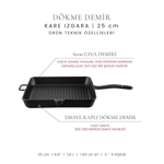Voeux Kitchenware Profond Döküm Kare Izgara Tava
