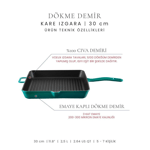 Voeux Kitchenware Profond Döküm Kare Izgara Tava