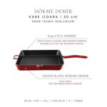 Voeux Kitchenware Profond Döküm Kare Izgara Tava