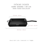 Voeux Kitchenware Profond Döküm Kare Izgara Tava