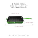 Voeux Kitchenware Profond Döküm Kare Izgara Tava