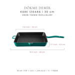 Voeux Kitchenware Profond Döküm Kare Izgara Tava
