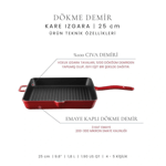 Voeux Kitchenware Profond Döküm Kare Izgara Tava