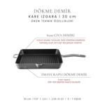 Voeux Kitchenware Profond Döküm Kare Izgara Tava