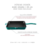 Voeux Kitchenware Profond Döküm Kare Izgara Tava
