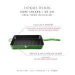 Voeux Kitchenware Profond Döküm Kare Izgara Tava