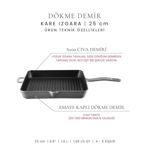 Voeux Kitchenware Profond Döküm Kare Izgara Tava