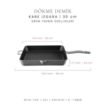 Voeux Kitchenware Profond Döküm Kare Izgara Tava
