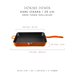 Voeux Kitchenware Profond Döküm Kare Izgara Tava