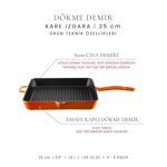 Voeux Kitchenware Profond Döküm Kare Izgara Tava