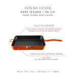 Voeux Kitchenware Profond Döküm Kare Izgara Tava